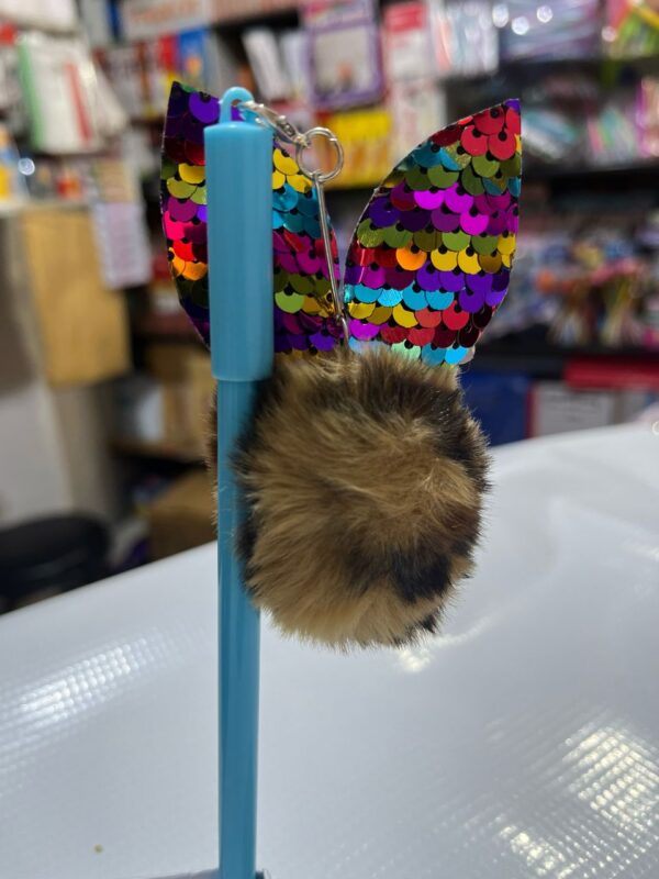 Blue Sequin  Pom-Pom Pen