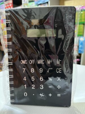 Black Spiral Notebook with Built-in Calculator