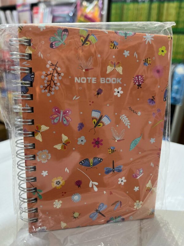 Orange Insect and Floral Print Spiral Notebook