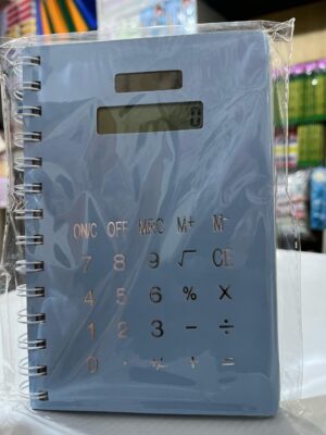 Light Blue Spiral Notebook with Built-in Calculator