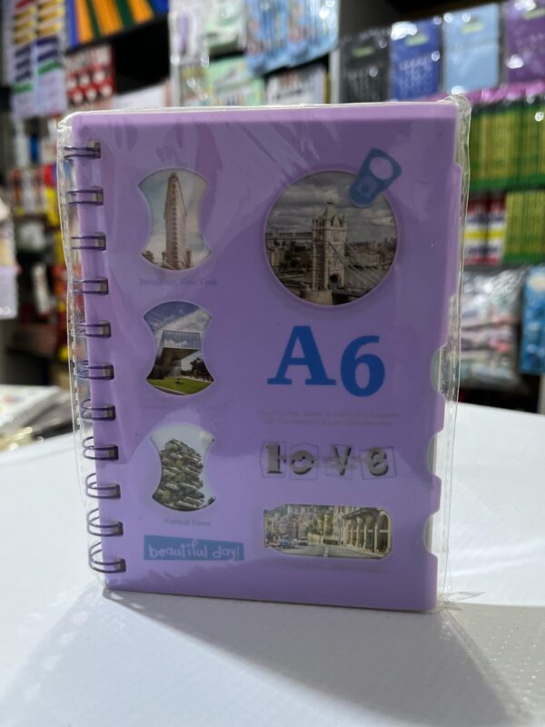 A6 Purple Travel Photo Collage Notebook