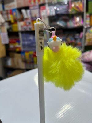 White Unicorn Charm Pen (Yellow Pom)